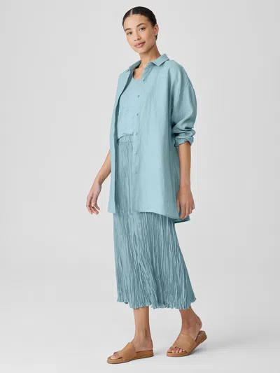 Eileen Fisher Crushed Silk Maxi Skirt In Blue