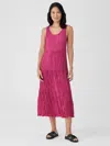 Eileen Fisher Crushed Silk Tiered Dress In Geranium In Red