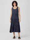 Eileen Fisher Crushed Silk Tiered Dress In Blue