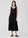 Eileen Fisher Crushed Silk Tiered Dress In Black