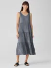 Eileen Fisher Crushed Silk Tiered Dress In Gray