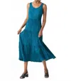 Eileen Fisher Crushed Silk Tiered Dress In Dragonfly In Blue