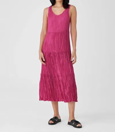 Eileen Fisher Crushed Silk Tiered Dress In Geranium In Multi