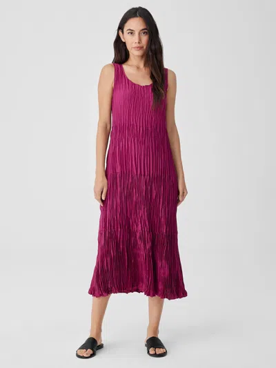Eileen Fisher Crushed Silk Tiered Dress In Pink