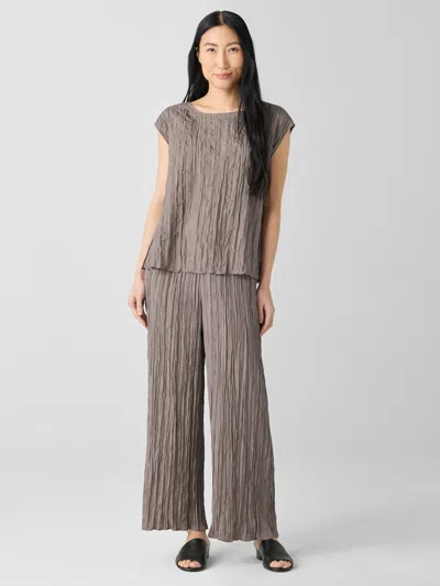 Eileen Fisher Crushed Silk Wide-leg Pant In Gray