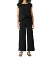 Eileen Fisher Crushed Silk Wide Leg Pants In Black