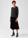 Eileen Fisher Crushed Velvet A-line Skirt In Black