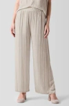 Eileen Fisher Crushed Velvet Ankle Wide Leg Pants In Almond