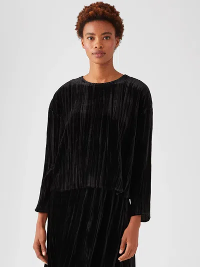 Eileen Fisher Crushed Velvet Box-top In Black