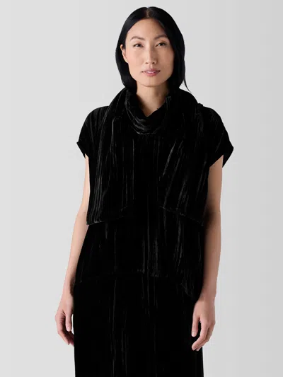 Eileen Fisher Crushed Velvet Scarf In Black