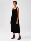 Eileen Fisher Crushed Velvet Scoop Neck Dress In Black