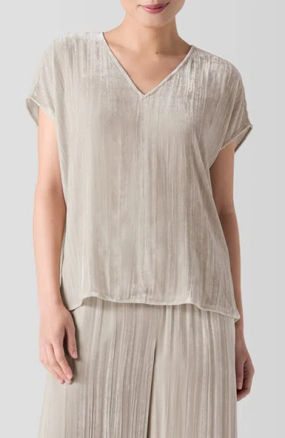 Eileen Fisher Crushed Velvet Top In Almond