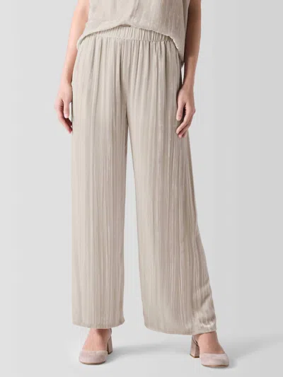 EILEEN FISHER CRUSHED VELVET WIDE-LEG PANT IN ALMOND