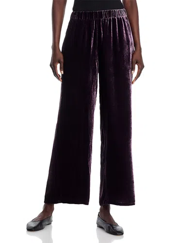 Eileen Fisher Crushed Velvet Wide Leg Pants In Violet