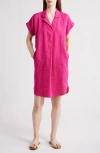 Eileen Fisher Cuff Sleeve Organic Linen Shift Dress