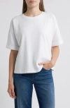 Eileen Fisher Cuffed Sleeve Cotton Crewneck T-shirt In White