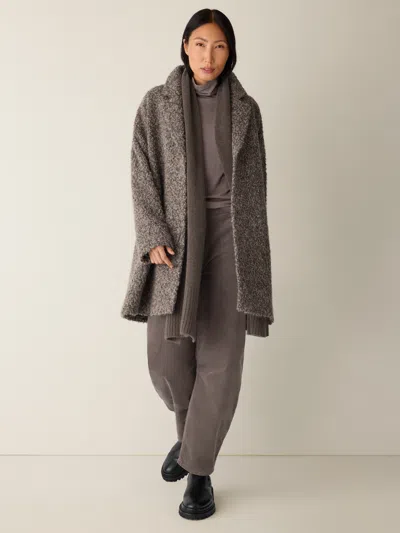 Eileen Fisher Curly Alpaca Notch Collar Coat In Gray