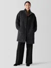 Eileen Fisher Curly Alpaca Stand Collar Coat In Gray