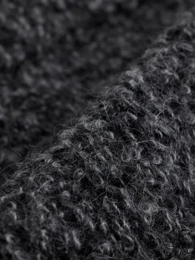 Eileen Fisher Curly Alpaca Wool Blend Round Neck Coat In Charcoal/ash