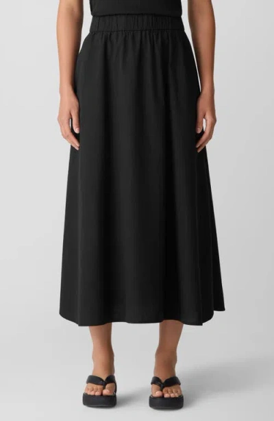 Eileen Fisher Curved Hem Organic Cotton Midi Skirt