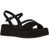 Eileen Fisher Dae Leather Asymmetrical Flatform Sandals In Black