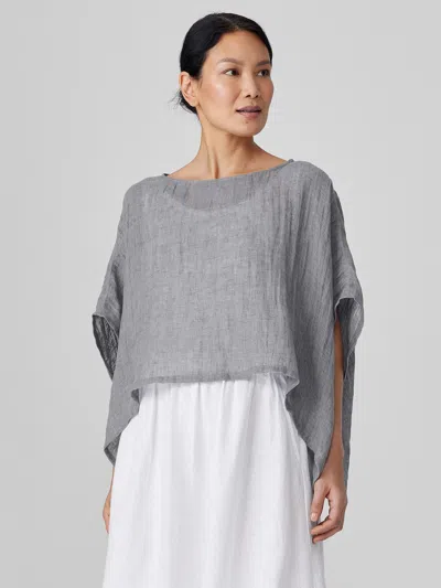 Eileen Fisher Delave Organic Linen Gauze Bateau Neck Poncho In Steel
