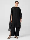 Eileen Fisher Delave Organic Linen Gauze Caftan In Black
