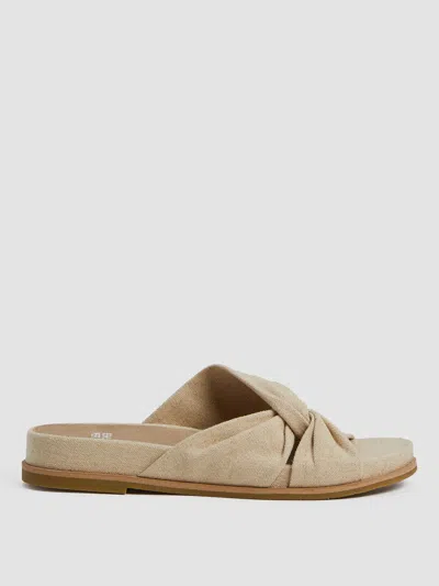 Eileen Fisher Dello Linen Wedge Sandal In Natural
