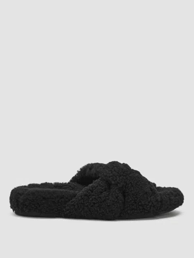 Eileen Fisher Dello Shearling Slide Sandal In Black