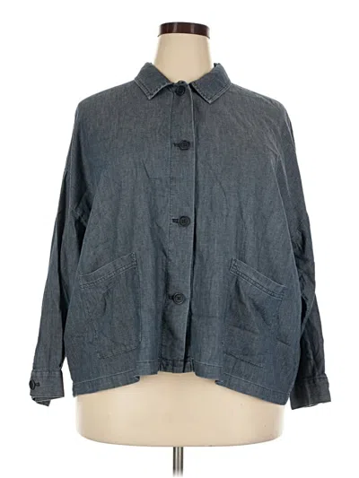 Pre-owned Eileen Fisher Denim Jacket In Gray