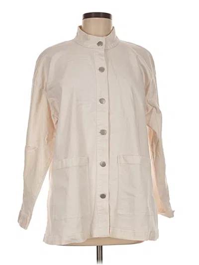 Pre-owned Eileen Fisher Denim Jacket In Ivory