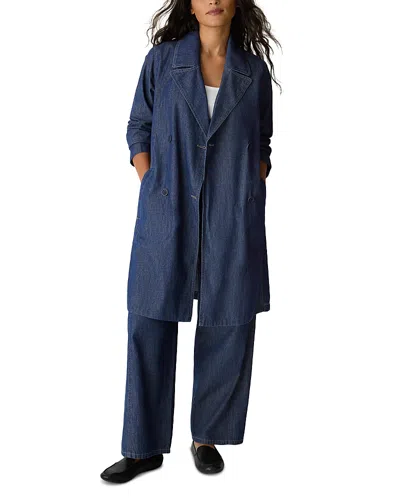 Eileen Fisher Denim Trench Coat In Animal Print