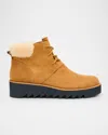Eileen Fisher Kenille Genuine Shearling Trim Wedge Bootie In Syrup