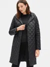 Eileen Fisher Diamond Recycled Nylon Hooded Coat In Black