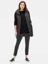 Eileen Fisher Diamond Recycled Nylon Hooded Vest In Black