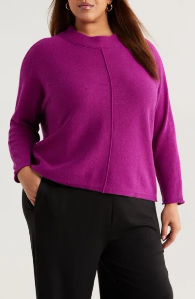 Eileen Fisher Dolman Sleeve Mock Neck Sweater In Purple