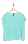 Eileen Fisher Dolman Sleeve Organic Linen Top In Blue