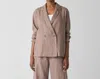Eileen Fisher Double Breasted Linen Jacket In Cocoa In Brown