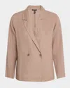 Eileen Fisher Double Breasted Organic Linen Blazer In Cocoa