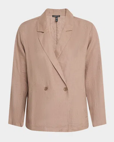 EILEEN FISHER DOUBLE-BREASTED ORGANIC LINEN BLAZER