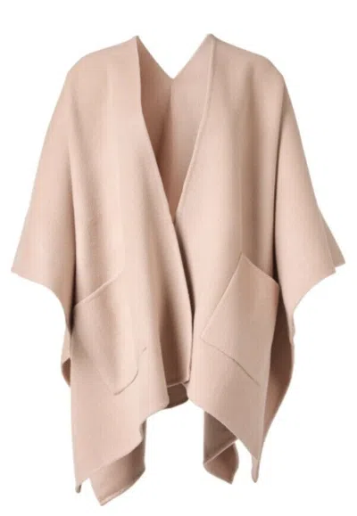 Pre-owned Eileen Fisher Double-faced Wool / Cashmere Serape Color: Powder Beige One Size