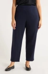 Eileen Fisher Double Knit Ankle Straight Leg Pants In Blue