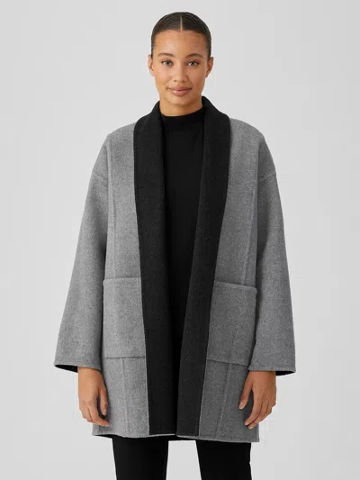 Eileen Fisher Doubleface Wool Cashmere Coat In Gray