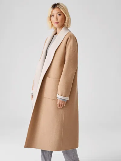 EILEEN FISHER DOUBLEFACE WOOL CASHMERE SHAWL COLLAR COAT