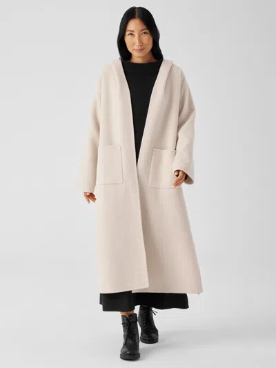 Eileen Fisher Doubleface Wool Cloud Hooded Coat In Brown