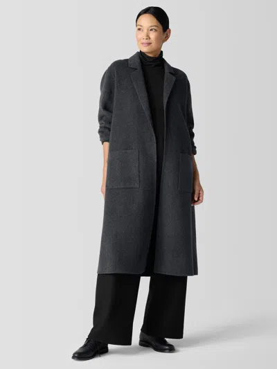 Eileen Fisher Doubleface Wool Cloud Notch Collar Coat In Gray