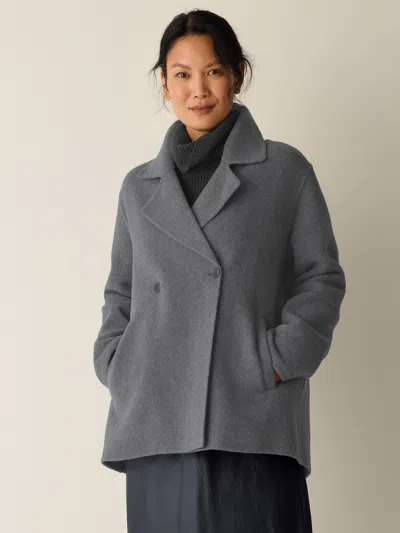 Eileen Fisher Doubleface Wool Cloud Short Coat In Ash