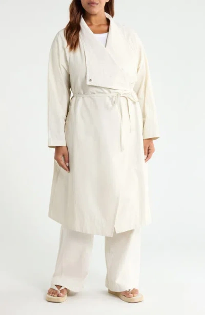 Eileen Fisher Drape Neck Coat In White