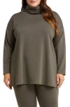 Eileen Fisher Drapey Funnel Neck Brushed Terry Tunic