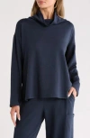 Eileen Fisher Drapey Funnel Neck Top In Blue